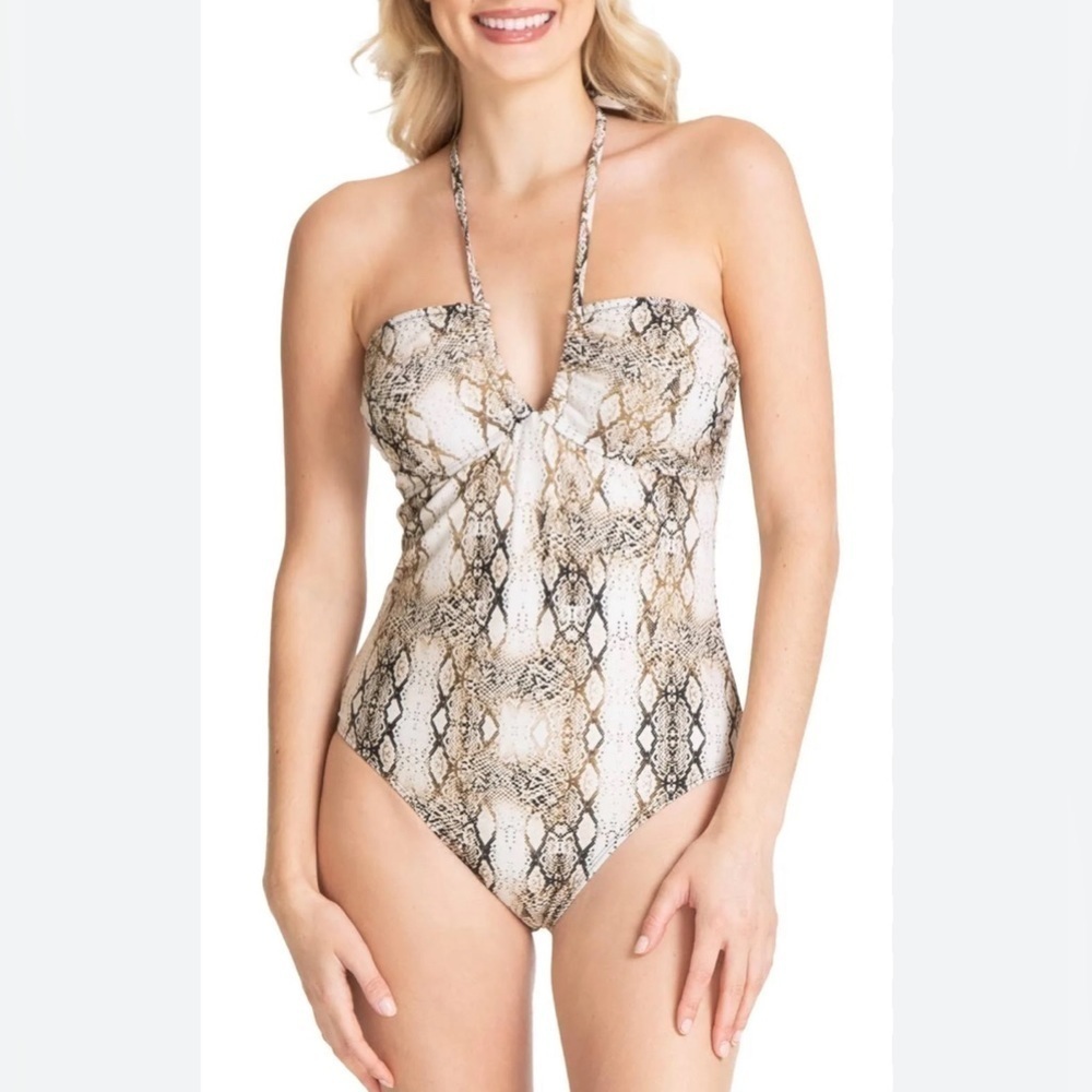 RACHEL Rachel Roy Women's Standard Ruched Halter Top Bathing Suit NWT Size Large